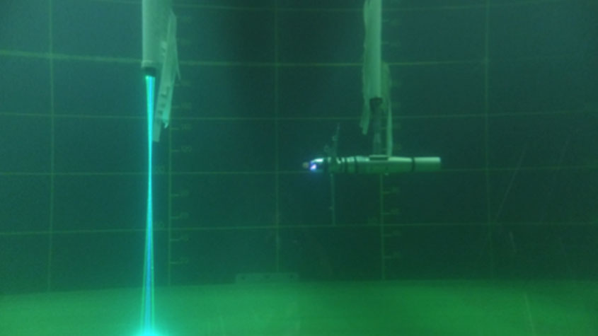 Turbine under test in the flume tank at Ifremer, Boulogne-sur-Mer, France